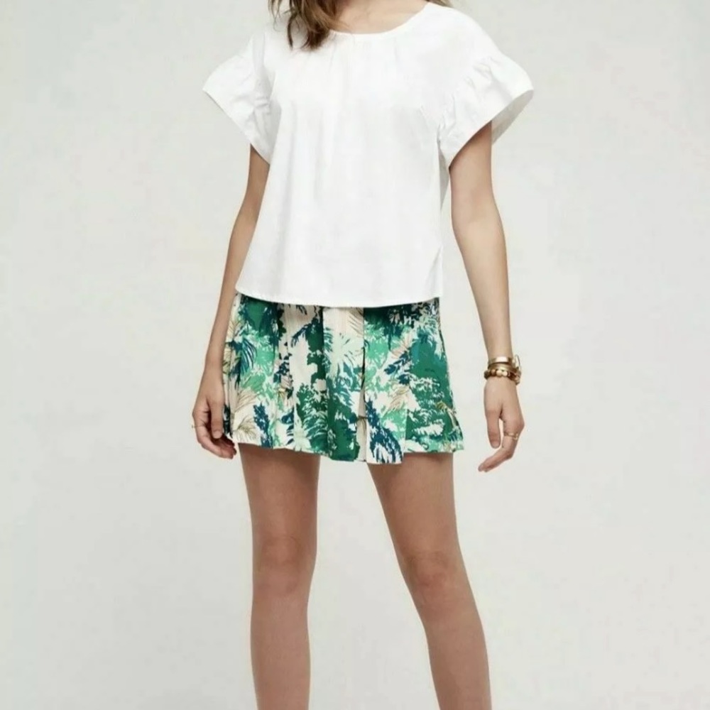 Anthropologie Elevenses Multicolor Tropical Print High Rise Skort Womens 4